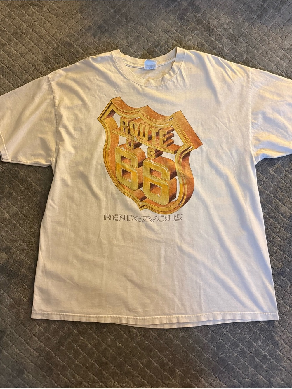 Hanes White Kids Tee with Gold Shield Graphic